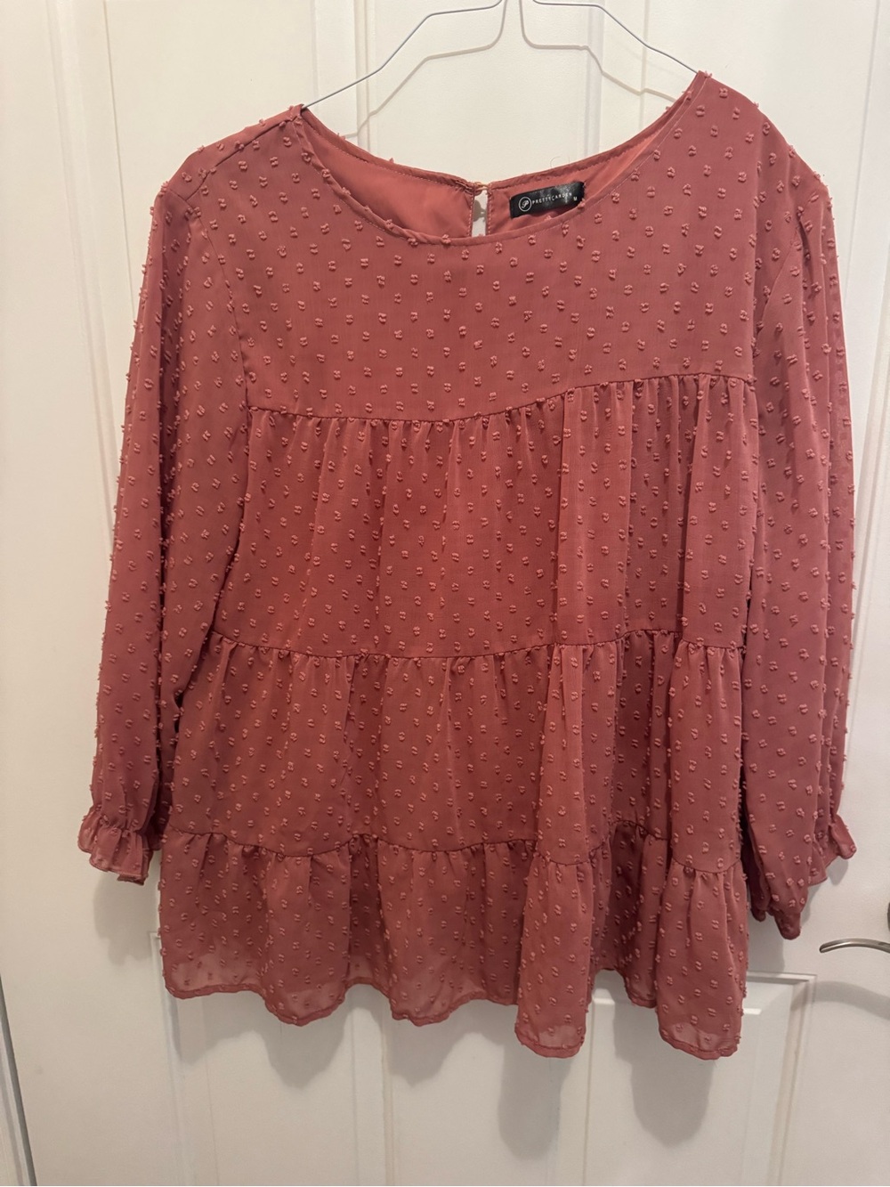 Women's Tiered Swiss Dot Tunic in Dusty Rose-Medium